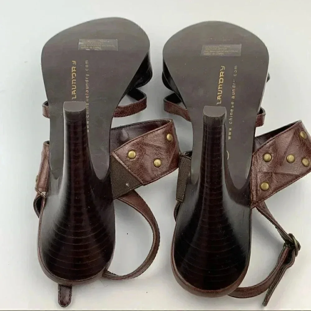 Chinese laundry Suzana platform heels 8.5 brown studded strappy vintage Y2k